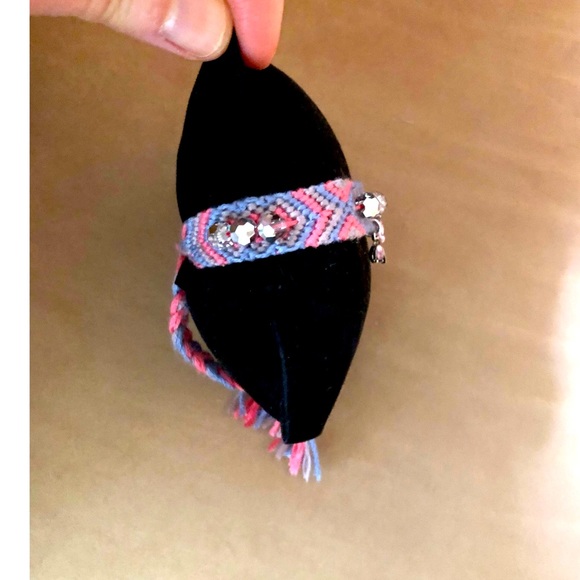 Woven and Beaded Bracelet with Pink Dragonfly charm - Picture 5 of 5